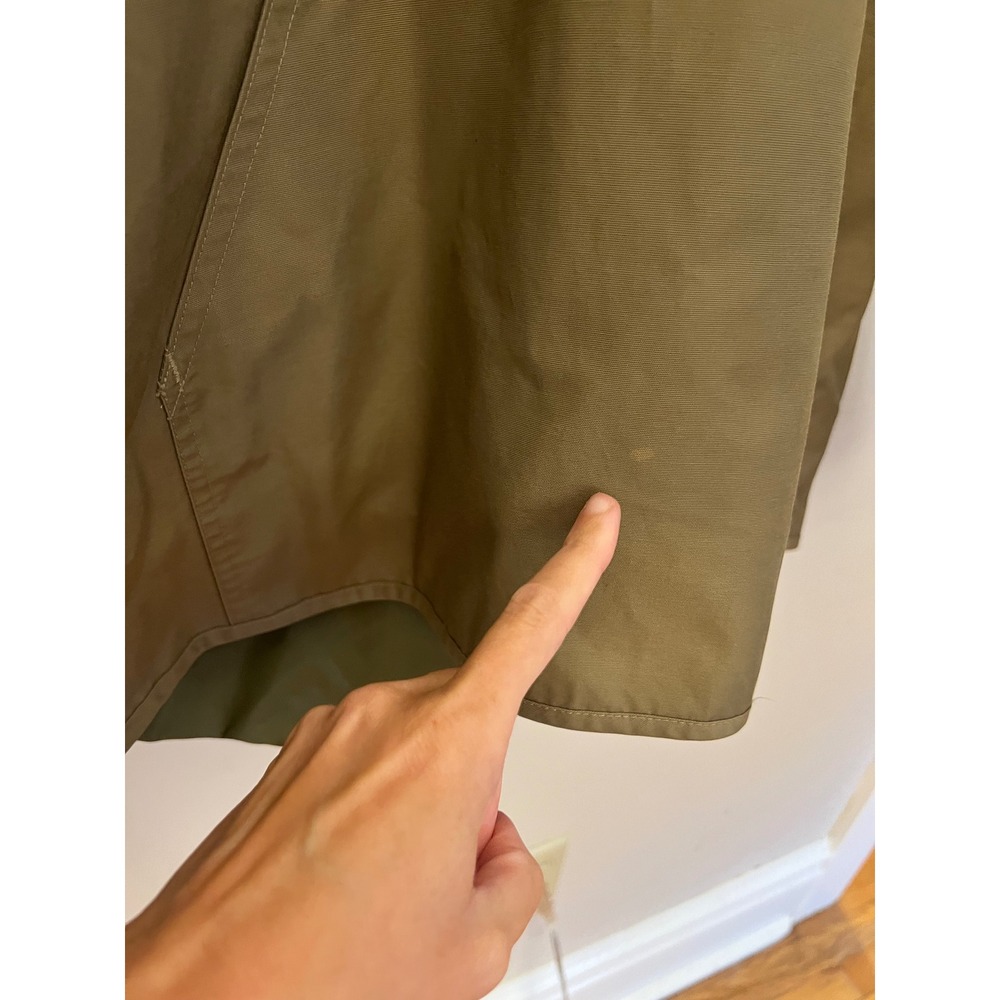 LL Bean Anorak Quarter Zip Pullover Rain Jacket Olive Green Hooded M Windbreaker - Picture 7 of 7